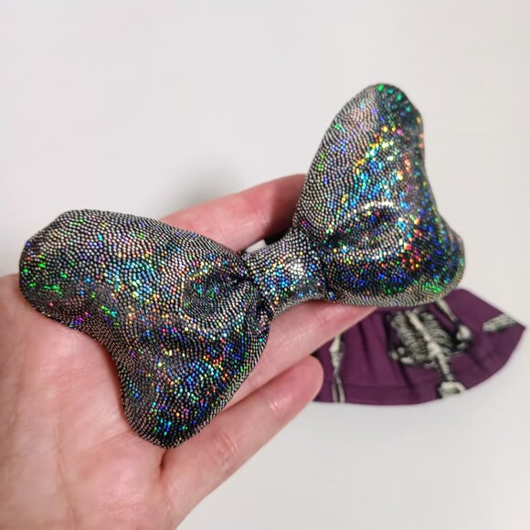 Custom Labubu Halloween Skeleton Dress and Oversized Hologram Metallic Bow - Picture 6 of 6